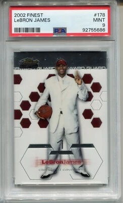 2002 Finest Basketball #178 Lebron James Rookie Card Graded PSA 9 MINT - Image 1 of 2