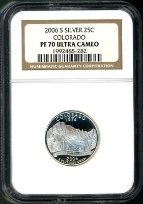 2006-S 25C Silver Colorado Quarter PF70UC NGC # 1992485-282 + Bonus - Image 1 of 2
