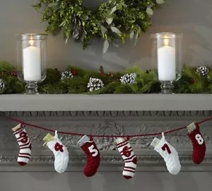 POTTERY BARN Navidad Adviento Calendario Cuenta Regresiva Tejido Medias Guirnalda Nuevo Raro - Imagen 1 de 7