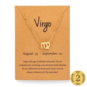 D2M 18K Gold Plated Zodiac Virgo Necklace, Unisex - Picture 1 of 8