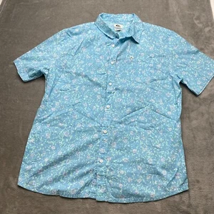 Quiksilver Shirt Men's XL Blue Floral 100% Cotton Regular Fit Collared Button-Up - Picture 1 of 11