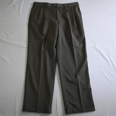 Calça social plissada Jos A Bank 34x32 verde oliva Windsor 100% lã assinatura - Imagem 1 de 4