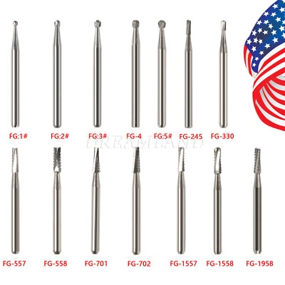 10-100Pcs Dental Carbide Burs for High Speed Handpiece Round Cone Bur Diamond FG - Image 1 of 4