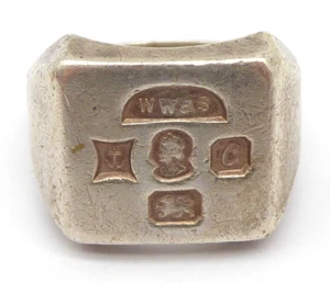 SMART VINTAGE MENS SOLID STERLING SILVER SIGNET RING 1977 SIZE O 1/2 15 g - Picture 1 of 5