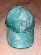 PGA Tour Clubhouse Golf Mens Turquoise White Washed Adjustable Cap Hat