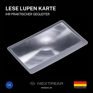 Blattlupe, Leselupe, 3x Vergrößerung, Kreditkartenformat, PVC, Taschenlupe, Lupe - Bild 1 von 5