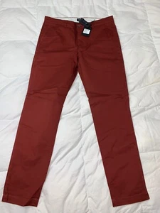Authentic Club Monaco Connor Chino Modern Slim Fit Red Rouge Mens Pants 34X32* - Picture 1 of 6