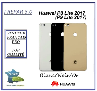 Vitre arrière huawei P8 lite 2017  bleu/noir/or - Photo 1/3