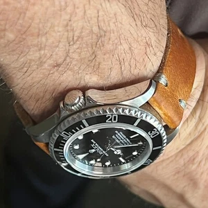 20mm TAN Full Grain Vegetable Tanned Leather Watch Straps GRAY stitch - Picture 1 of 12