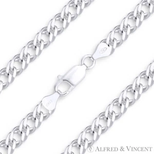 4mm Rombo Italian Chain Double-Curb Link Necklace in .925 Italy Sterling Silver - Picture 1 of 2