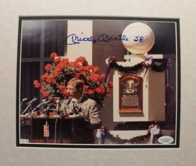 Mickey Mantle 1974 Hall of Fame Induction Autographed 8x10 Signed L/E Photo JSA  - Image 1 of 4