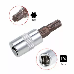 1/4-Inch Drive Bit Socket Torx T30 S2 Steel 38mm Length 2 Pcs Bit-Einsatz - Picture 1 of 3