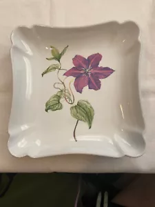 "Martha Stewart Jardín Botánico Clemátis Cuadrado Plato PESADO para servir Snack Tazón 8" - Imagen 1 de 3