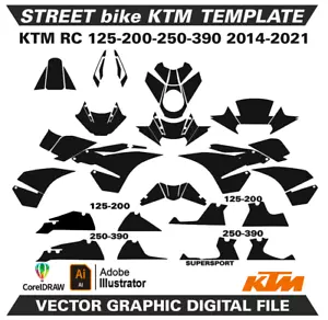 KTM RC 125 200 250 390 2014-2021 Template Vector Format Ai CDR EPS M205 - Bild 1 von 5