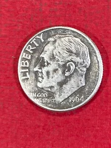 1964 D United States 10 Cent Silver Coin Circulated - Foto 1 di 2