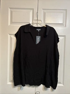 Neu mit Etikett ModCloth Top Größe 2X Kragen V-Ausschnitt schwarz ärmellose Bluse - Bild 1 von 10