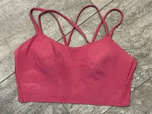 Lululemon Like Cloud Ribbed Longline Bra Light Support B/C Cup-Sz 14 Berry - Picture 1 of 2