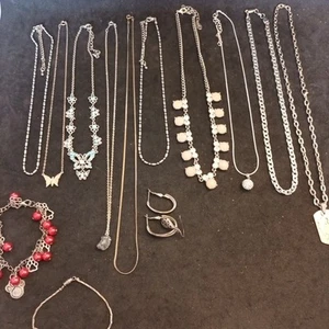 Silver Tone Costume Jewellery Necklaces Bracelets Bundle Joblot - Picture 1 of 10