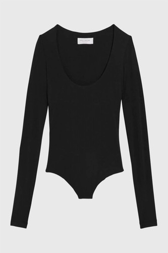 Body Michael Kors in jersey di tessuto a U nero