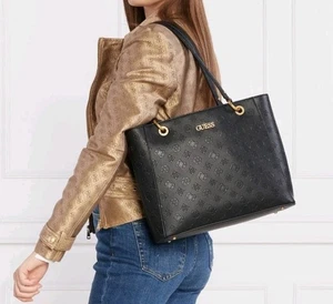 NEU Guess Tasche Geva Shopper Handtasche Schwarz Logo - Bild 1 von 8