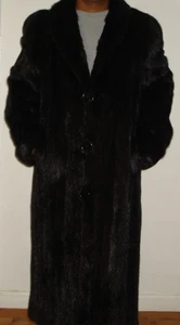 Men's 50" Long American Legend Black Ranch Mink Fur Coat Size 42-44 FREE SHIPPIN - Picture 1 of 7