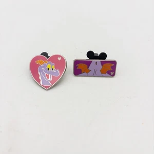 Disney Figment Pins Lot of 2 Pink Heart & Purple Wings EPCOT Park Trading - Picture 1 of 5
