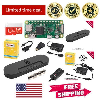 64GB Raspberry Pi Zero W Wireless Kit with High-Gloss Black Case & Accessories - Image 1 of 4