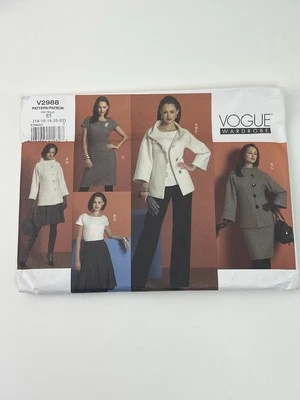 Jacket Top Dress Skirt Pants Plus Size 14- 22 V2988 Uncut Pattern Funnel Collar - Image 1 of 2
