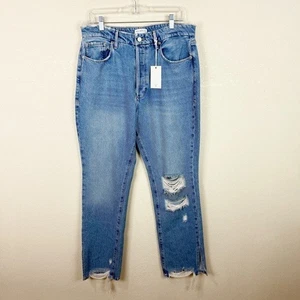 Good American Good Boy Vintage Fit Jeans Denim Distressed Größe 12/31 Neu mit Etikett - Bild 1 von 6