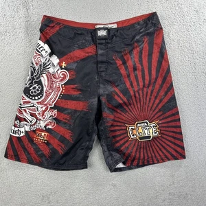 MMA ELITE Board Shorts Mens Large Red Black Graphic Endure Punish Beach Surf Y2K - Picture 1 of 10