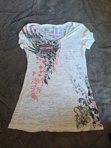 Camiseta Harley Davidson Orlando Burnout Cuello en V Negra Rosa Azul Estrás Mediana - Imagen 1 de 3