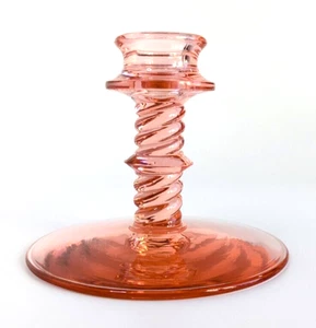 Central Glass Company Rosenspirale Nr. Kerzenständer 1426 rosa 20er Jahre - Bild 1 von 7