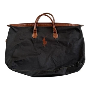 Ralph Lauren Polo große schwarze Reisetasche Canvas braun Kunstlederbesatz - Bild 1 von 19