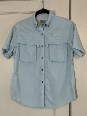 LL Bean Shirt Women’s S Light Blue Vented Fishing Outdoor Short Sleeve Button - Image 1 of 4