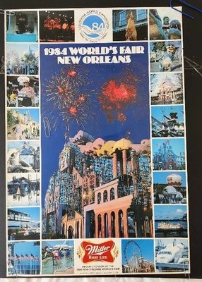Póster oficial de la Feria Mundial de Nueva Orleans 1984 Miller vintage 16”x 24” - RARO Foto 1 de 4