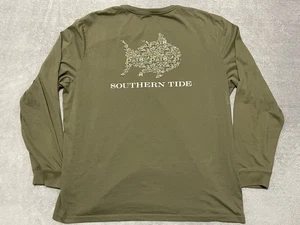 Camicia Southern Tide maglietta uomo grande verde cotone girocollo maniche lunghe - Foto 1 di 8