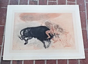 Iwan Valtschew (geb 1944 Deutschland) signierte Radierung A/P GEMEINSAM MÄNNER UND STIER - Bild 1 von 24