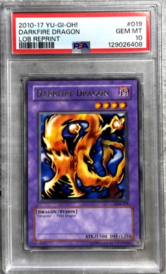 Yugioh Card Darkfire Dragon Rare PSA 10 Gem, Reprint LOB-019 2010-17 (1) - Image 1 of 4