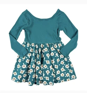 Tea Collection Sz 6 Cherry Blossom Twirl Ballet Dress Teal - Picture 1 of 6