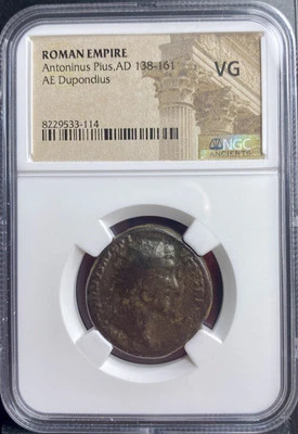 NGC Graded Emperor Antoninus Pius Ancient Roman Coin 138-161AD Dupondius Genuine - Image 1 of 4