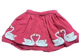 Mini Boden Mädchen Cord Rock 3-4 Jahre rosa Schwäne Applikation gefüttert - Bild 1 von 5