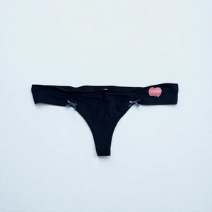 Y2K Victoria's Secret PINK Tanga niedriger Bund klein Baumwollmischung frechste blaue Schleifen - Bild 1 von 3