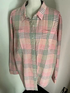LL Bean New w/Tags Seersucker Vacationland Buttoned Collared Shirt Women's Sz 2X - Picture 1 of 16