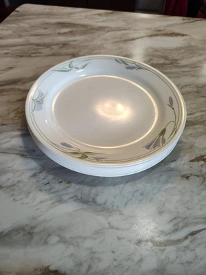SET OF 7- CORNING CORELLE -  BLUE WREATH -  10 1/4" DINNER PLATES  - Image 1 of 4