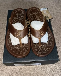 Men's Olukai Mekila Natural Flip Flop Comfort Sandal Size 10 - Picture 1 of 7