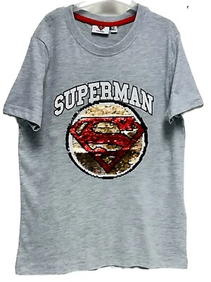 DIVASWORLD Superman Kinder Top Wende Flip Pailletten Magic T-Shirt Baumwolle Kurzarm Tees