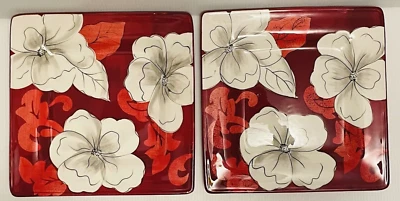 Laurie Gates the Regency Collection Pair of 9" Square Porcelain Plates - Image 1 of 4