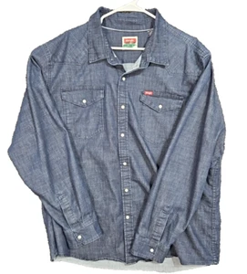 Wrangler Hombre Denim Oscuro Western Trabajo Soldador Perla A Presión Botón Vaquero 2XL - Imagen 1 de 8