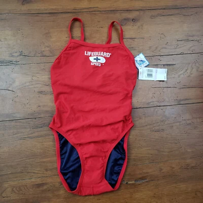 Traje de baño Speedo para mujer talla 32 (6) de una pieza salvavidas rojo NOS Foto 1 de 4