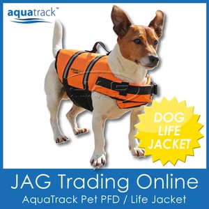 AQUATRACK DOG LIFE JACKET - PET PFD ORANGE SAFETY VEST BUOYANCY FLOTATION AID - Picture 1 of 9